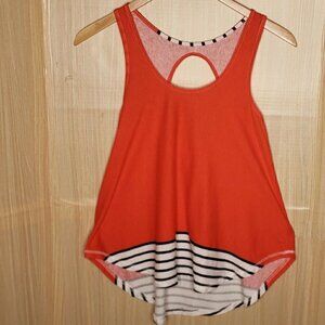 Deletta Striped High Low Cotton Tank Top Small